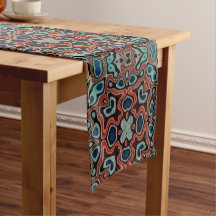 Rouge Orange Blue Aqua Turquoise Hip Bohemian Art