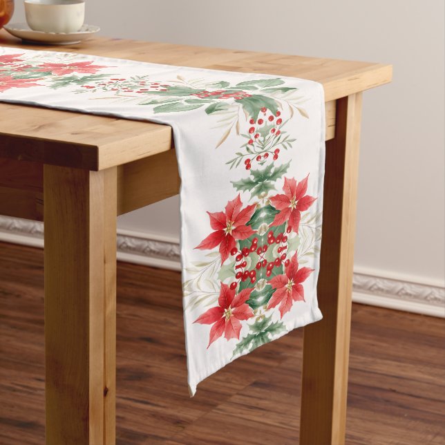 Chemin De Table Moyen Rouge Poinsettia Noël Coureur de table de Noël (In Situ)