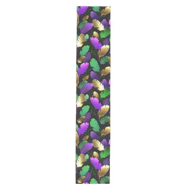 Chemin De Table Moyen Seamless Pattern with Mardi Gras feathers (Devant)