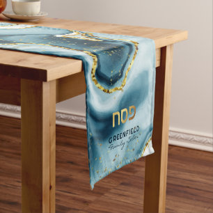 Chemin De Table Moyen Séder Pâque Hébreu Turquoise Agate Medi personnali