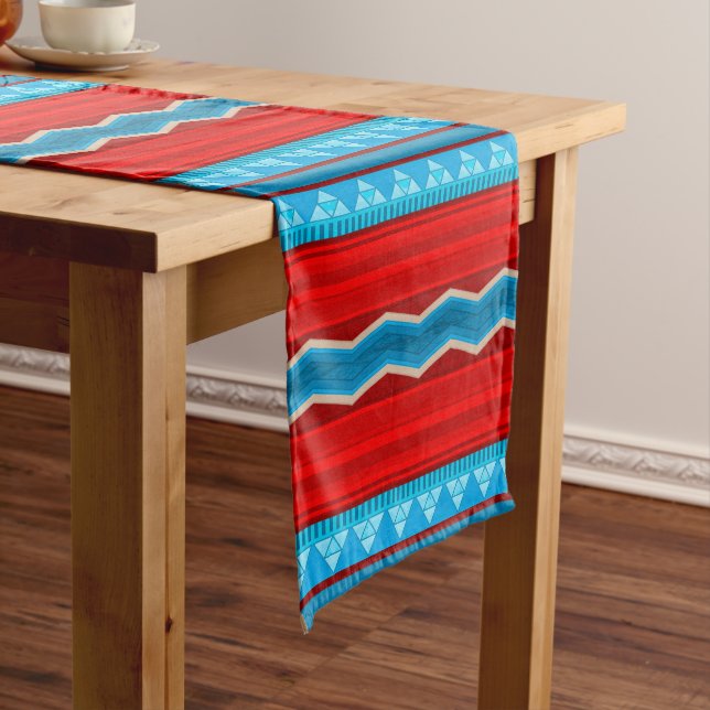 Chemin De Table Moyen Southwest River Canyon Geometric Red Turquoise (In Situ)