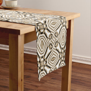 Chemin De Table Moyen Taupe beige Brown Black White Bohemian Tribe Art