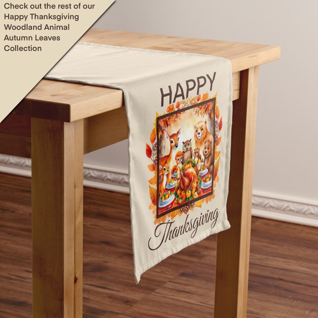 Chemin De Table Moyen Thanksgiving Woodland Animaux Feuilles d'automne (Créateur téléchargé)