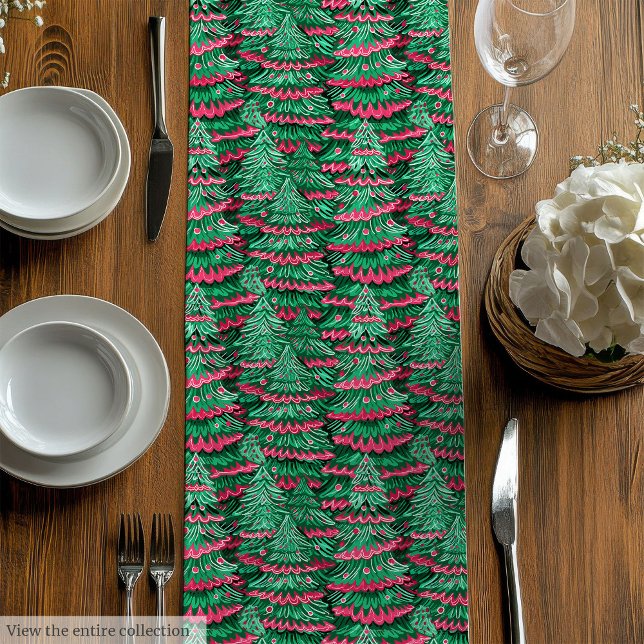 Chemin De Table Moyen Trendy pink green preppy Christmas table runner (Trendy pink green preppy Christmas table runner)