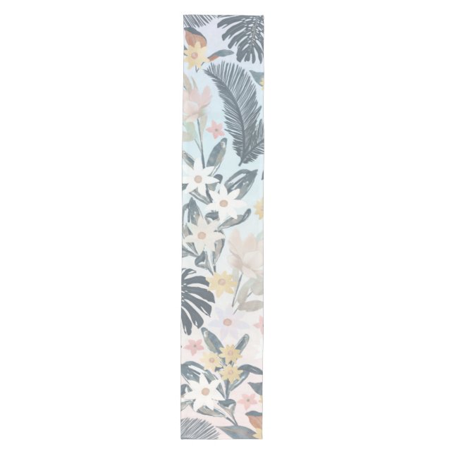 Chemin De Table Moyen Tropcal Grey Gold Foliage Floral Pattern (Devant)