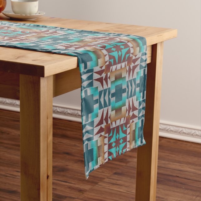 Chemin De Table Moyen Turquoise Turquoise Bleu foncé Rouge Brown Gris Ar (In Situ)