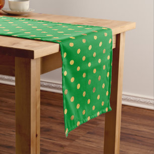 Chemin De Table Moyen Vert avec points de Parties scintillant or