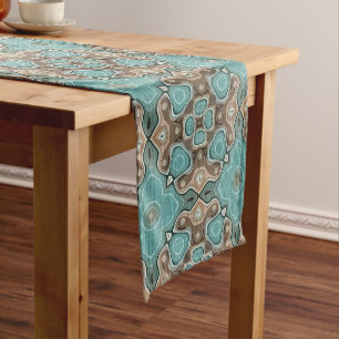 Chemin De Table Moyen Vert Turquoise Brown Hip Bohemian Bali Art Motif