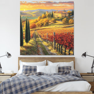 Chemin vignoble doré – Toile premium de Toscane