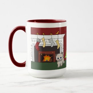 Cheminée chaton de Noël chope rêve grand
