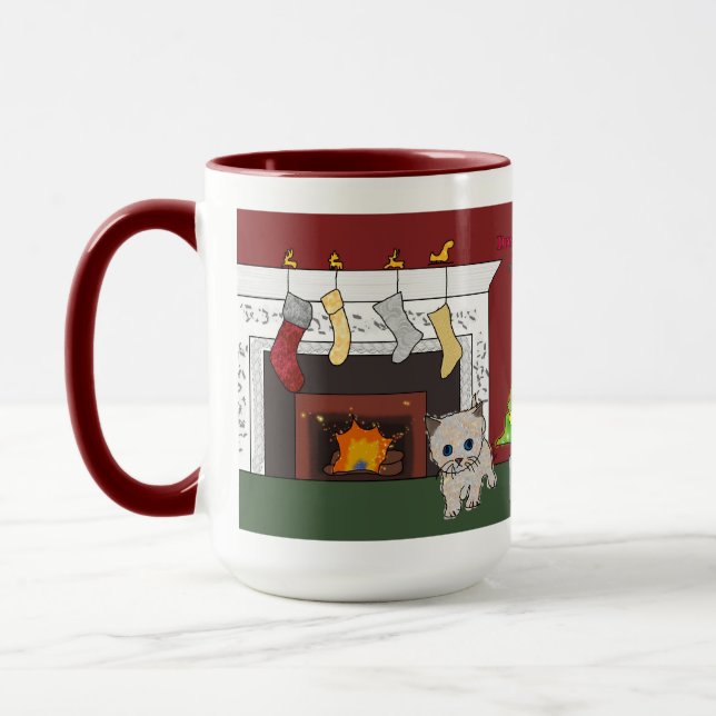 Cheminée chaton de Noël chope rêve grand (Gauche)