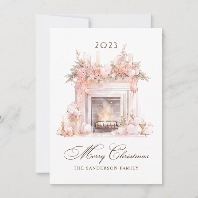 Cheminée de Noël Carte de vacances (Devant)