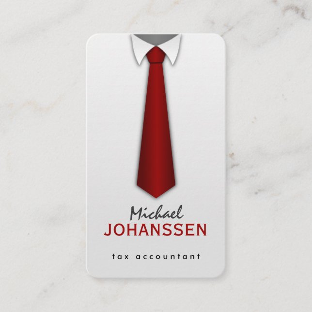 Chemise blanche Cravate rouge Cartes de visite com (Devant)