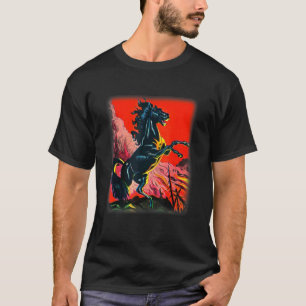 Chemise Cheval Noir, Tshirt Étalon Coloré pour les