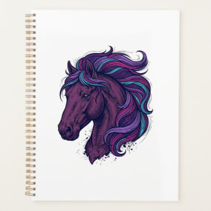 Chemise d'art de tête de cheval colorée gravée vin