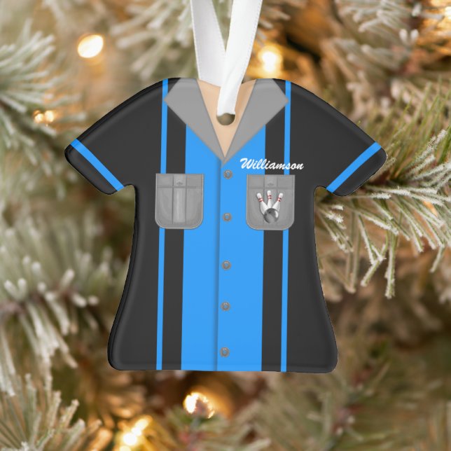 Chemise de Bowling Bleu et Noir (Arbre)