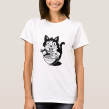 Chemise de chat nouilles, T-shirt de chat Ramen, A