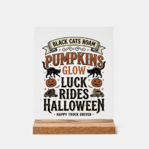 Chemise de chauffeur de camion Halloween avec chat
