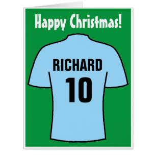 Chemise de football dans Sky Blue Christmas Card