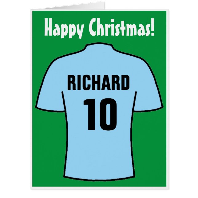 Chemise de football dans Sky Blue Christmas Card (Devant)