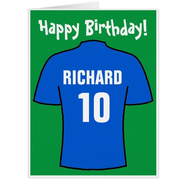 Chemise de football en bleu carte d'anniversaire (Devant)