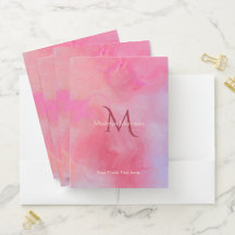 Personalized Name + Monogram Pink Watercolor Ink