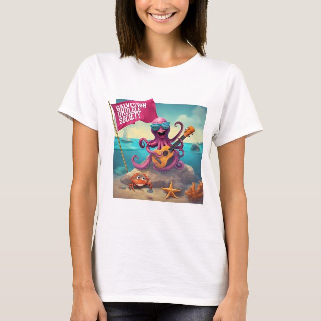 Chemise en T-shirt femme Galveston Ukulele Octopus (Devant)
