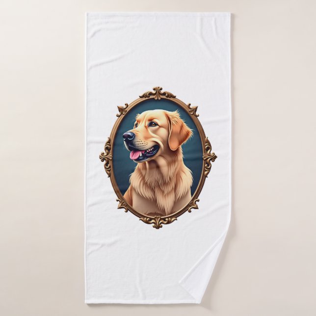 Chemise ovale cameo Retriever doré patriotique 2 (Serviette de bain)
