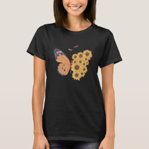 Chemise papillon florale, T-shirt papillon