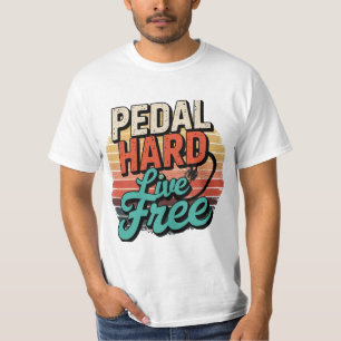 "Chemise Pedal Hard Live Free, T-Shirt Retro Cycli