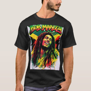 Chemise T-shirt à portrait coloré de Bob Marley et