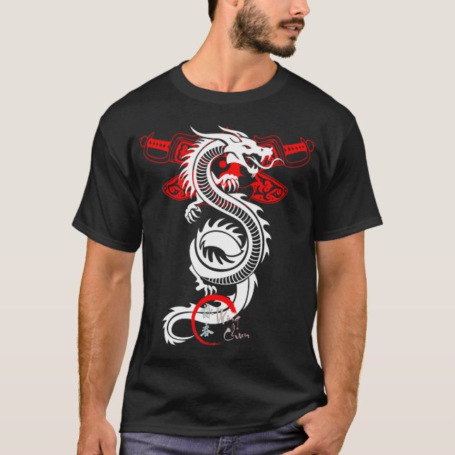 Chemise T-Shirt Chun Kung Fu de Dragon Blanc (Devant)