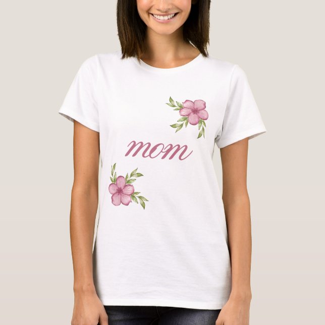Chemise T-Shirt de base pour femmes maman aux fleu (Devant)