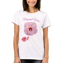Chemise T-Shirt Fleur d'Hibiscus Rose Tropical