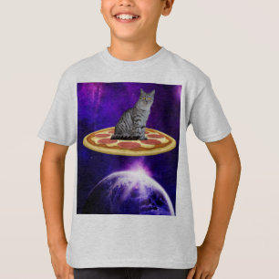 CHEMISE T-SHIRT GARÇONS ENFANTS CHAT DRÔLE PIZZA E