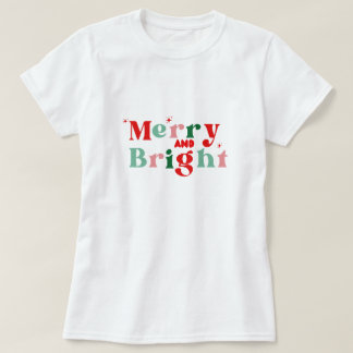 chemise T-shirt moderne rose rouge « Noël joyeux e
