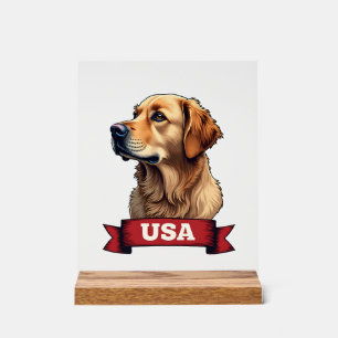 Chemise vintage USA avec gravure Golden Retriever 