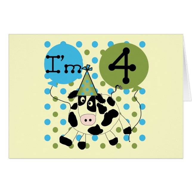 Chemises et cadeaux Blue Cow 4th Birthday (Devant horizontal)
