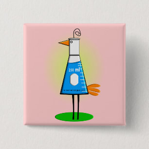 Chemist "Beeker Bird" Gifts 2 Inch Square Button