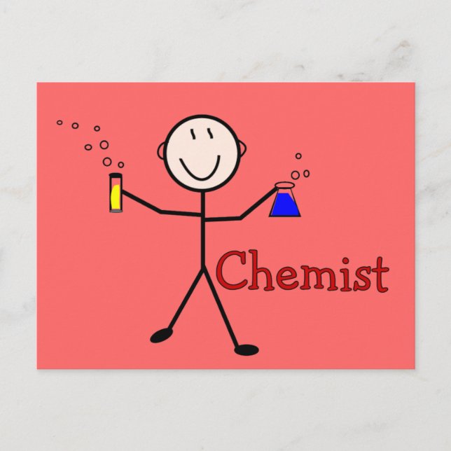 Chemist Gifts-Stick Person With Test Tubes Postcard (Front)