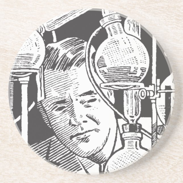 Chemist in Black and White Coaster (Front)