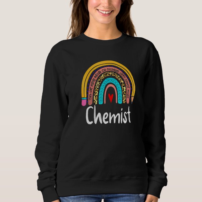 Chemist Leopard Rainbow Back To School Teacher Che Sweatshirt (Front)