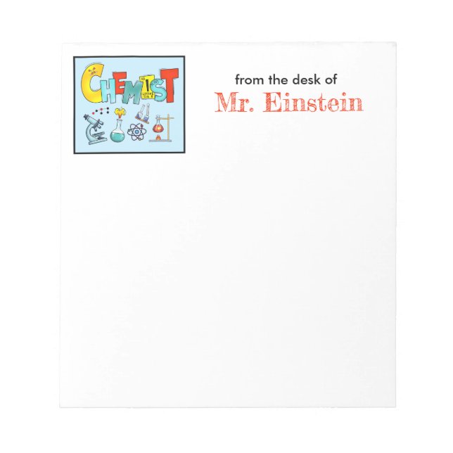 Chemist Teacher Appreciation Gift Personalized Notepad (Front)