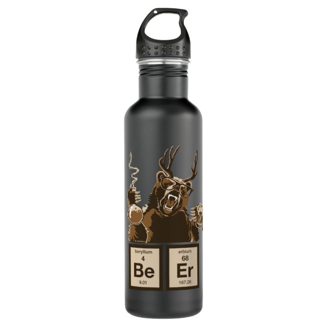 chemistry bear discovered beer 710 ml water bottle (Front)
