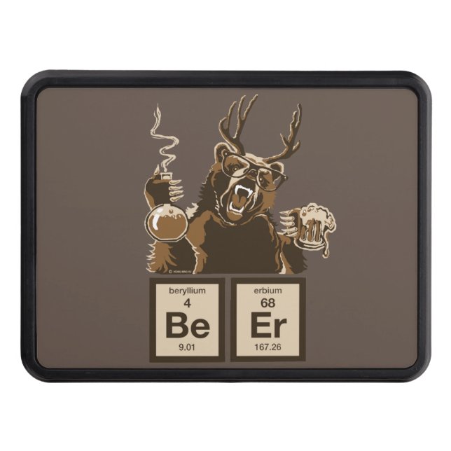 Chemistry bear discovered beer trailer hitch cover (Front)