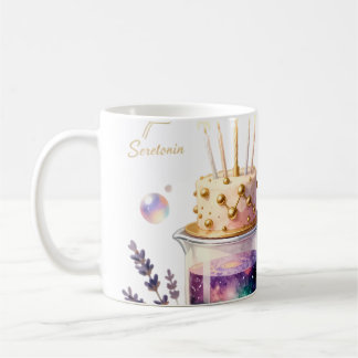Chemistry Birthday Celebration Flask and Floral Ca Coffee Mug