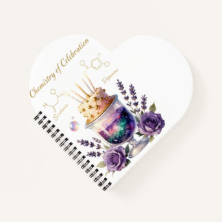 Chemistry Birthday Celebration Flask and Floral Ca Notebook