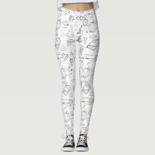chemistry black and white scribbles leggings