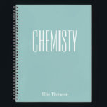 Chemistry Blank and Lined Paper Aqua Blue Name Notebook<br><div class="desc">A cute,  trendy notebook to take to chemistry class or for homework with a simple,  minimalist cover in pretty aqua blue and space for the school subject and your name to be personalized.</div>