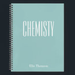 Chemistry Blank and Lined Paper Aqua Blue Name Notebook<br><div class="desc">A cute,  trendy notebook to take to chemistry class or for homework with a simple,  minimalist cover in pretty aqua blue and space for the school subject and your name to be personalized.</div>